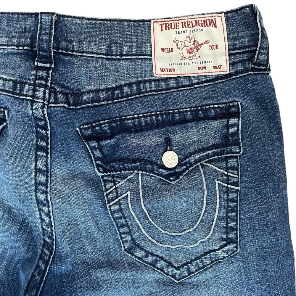 True Religion Jeans Mens 38X33 Blue Denim Geno Relaxed Slim Faded Casual